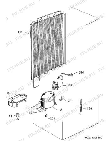 Взрыв-схема холодильника Electrolux ERW33911X - Схема узла Cooling system 017